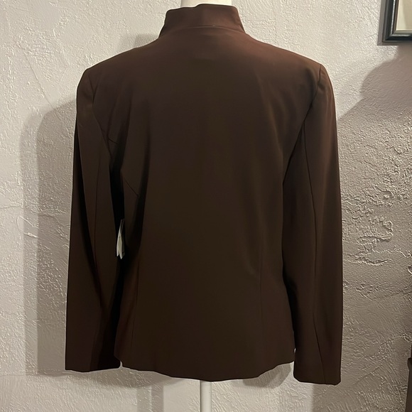 NWT Preswick & Moore Petite zippered Blazer, Brown Sz 10P - Picture 4 of 8